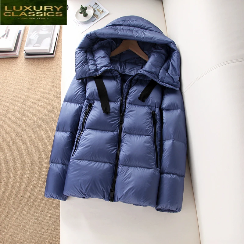 

90% White Duck Winter Down Jacket Women Down Coat Female Thick Warm Parkas Short Hooded Outwear Doudoune Femme LWL1187