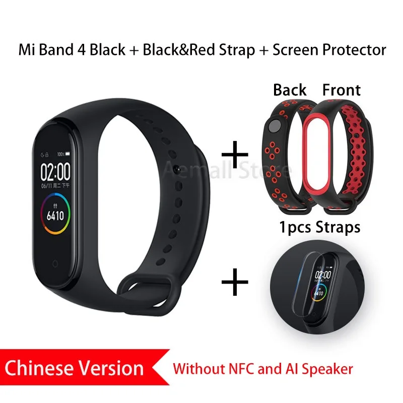 CN YDSBlackred Xiaomi Mi группа 4 смарт-браслет Цвет Экран активно-матричные осид сердечного ритма Водонепроницаемый спортивные Фитнес Bluetooth гарнитура глобальная версия - Цвет: CN YDSBlackred
