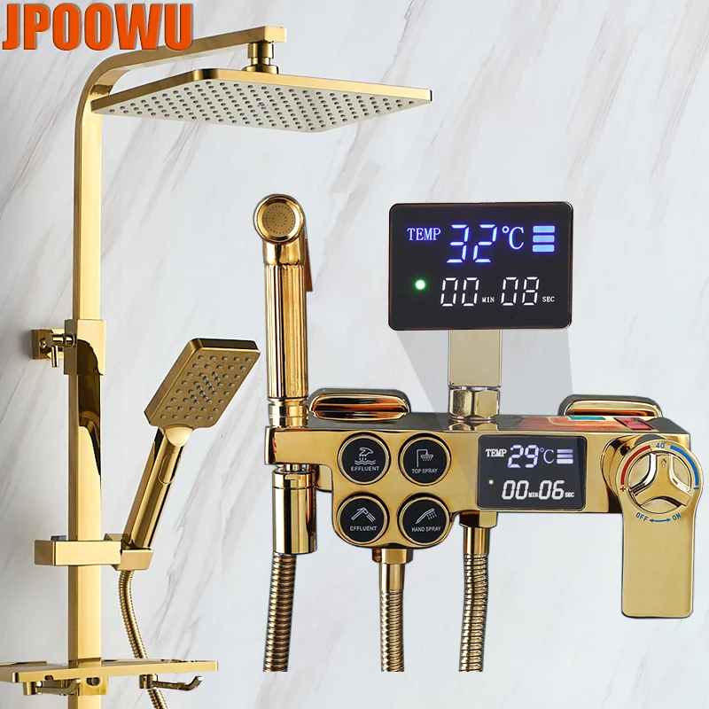 Золотая Душевая система Набор смесителей смеситель для горячей и холодной воды