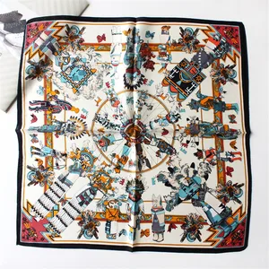 POBING 100% чистый Шелковый шарф для женщин Hopi квадратные шарфы с принтом верблюда Маленький носовой платок оптовая продажа шарфы для хиджаба 53 см