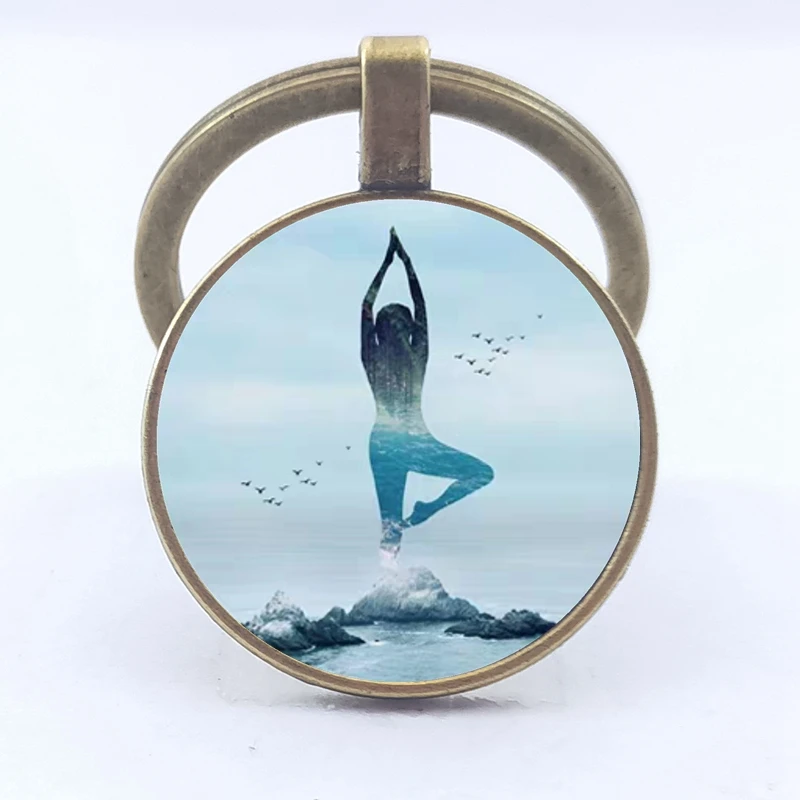 2020 новый стеклянный брелок с изображением йоги танца ювелирные изделия для