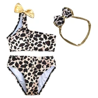 3pcs baby swimwear with headband leopard kids swimsuit for girls bikini bathing suit holiday travel beach baby clothes