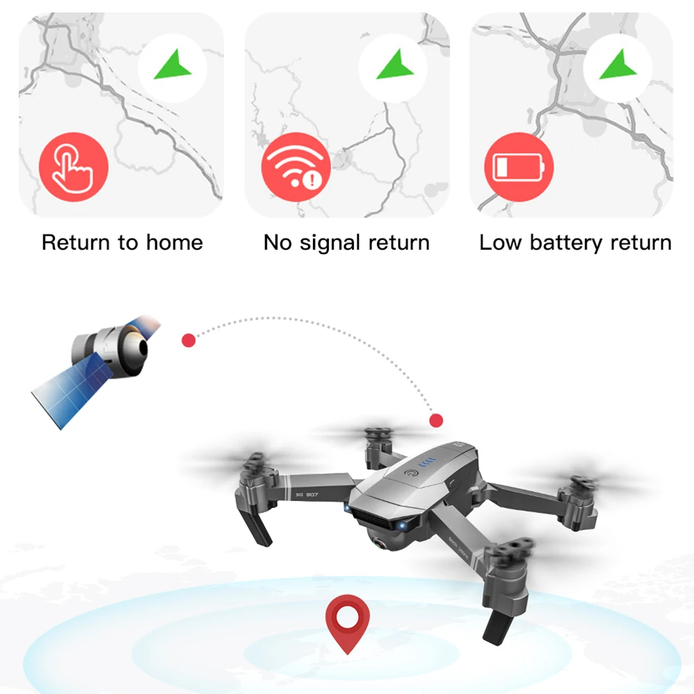 SG907 4K камера дроны GPS Дрон с HD двойной камерой широкий угол обзора Wi-Fi FPV RC Quadcopter