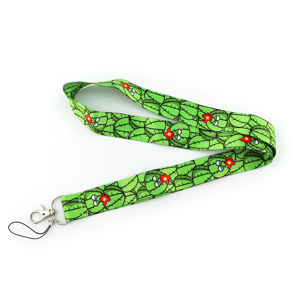 

DZ1789 Green Cactus Lanyard Keychain ID Badge Holders Mobile Phone Rope Key Lanyard Neck Straps Key Rings Accessories