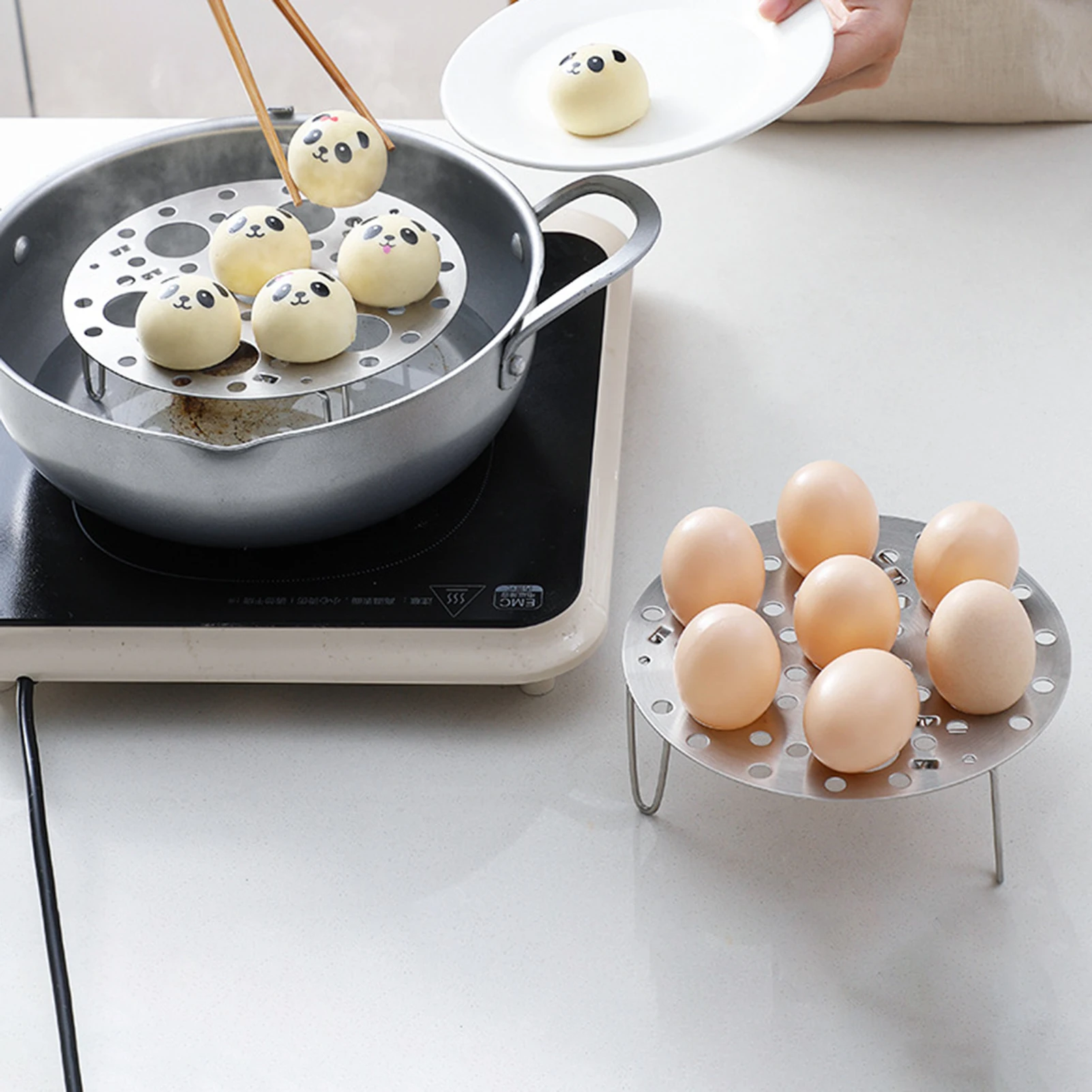 

Cooker Folding Steaming Canning Rack Steaming Tray Egg Steam Rack Tripod Folding Steaming Tray Rack Shelf Cookware Tray Stand