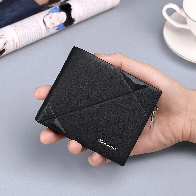 

Мужской тонкий кошелек, кожаный мини-кошелек с держателем для карт, удобный дизайн, двойной складной кошелек, брендовый короткий тонкий кошелек, кошелек для монет