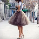 Юбка-американка 5 слоев 60 см пачка Тюлевая юбка Винтаж плиссированные юбки миди Женская обувь в стиле лолита платье для свадебной церемонии, faldas Mujer saias
