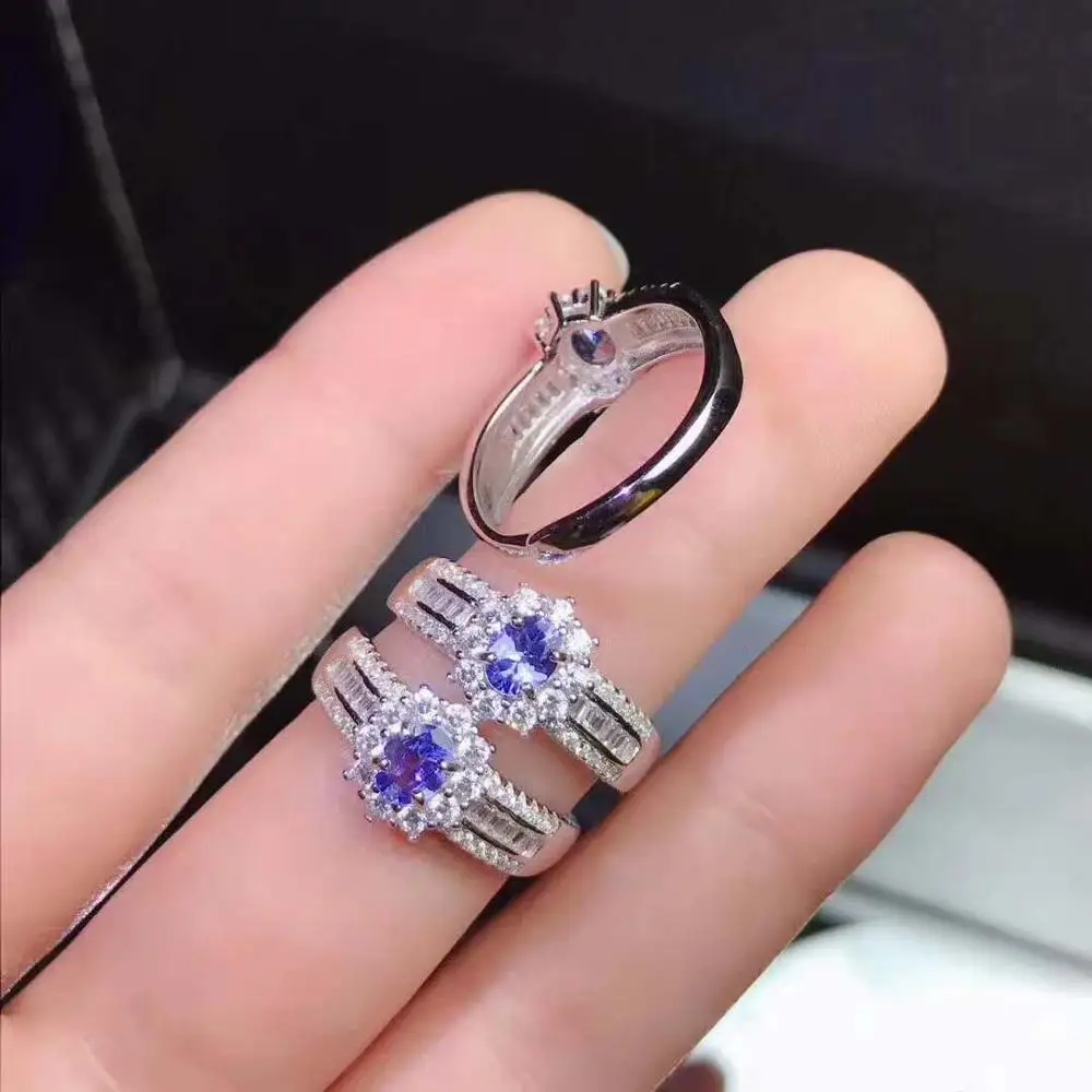 Натуральный и натуральный Танзанит Роскошные кольцо Бесплатная доставка