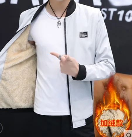 

HOO 2022 men new add wool warm jacket teenagers tide fall baseball casual jacket