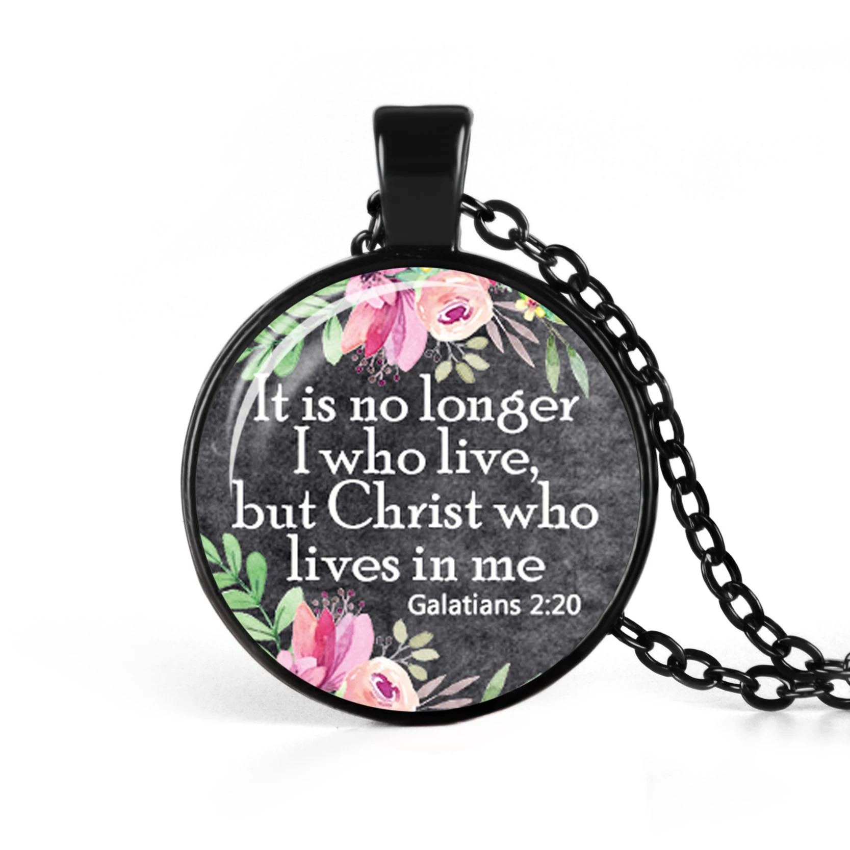 Черное ожерелье с текстом Библии и цитатой Бог удовлетворит все ваши потребности