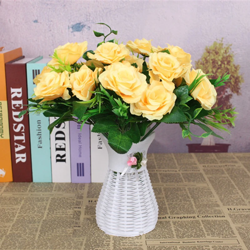 

Multicolor Tea Roses Vases for Home Decoration Accessories Fake Daisy Plastic Flower Wedding Decorative Artificial Flowers Cheap