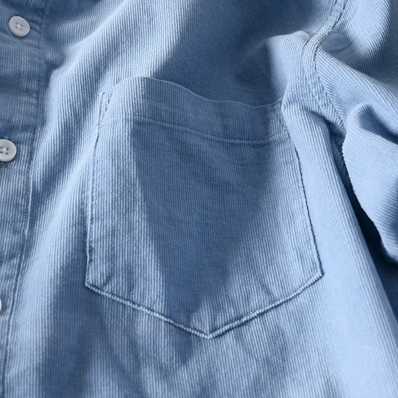 Рубашка мужская Вельветовая однотонная 100% хлопок Повседневная Удобная | Мужская