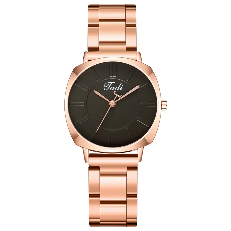 

New fashion women's steel band watch Simple square fashion watch women's strip nail scale rose gold steel watch