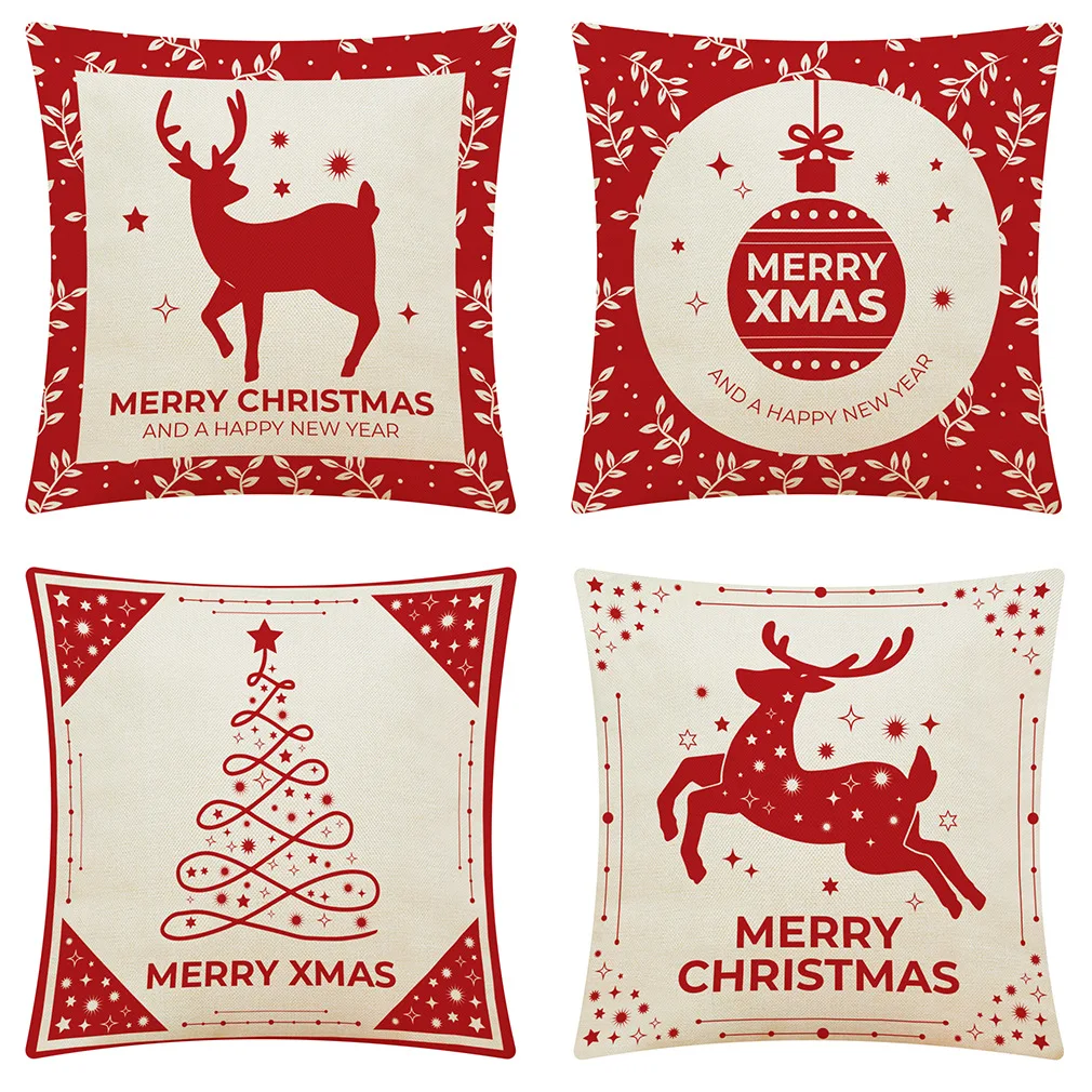 

Red elk Christmas line home cotton hemp pillow case car pillow sofa pillow cushion new products