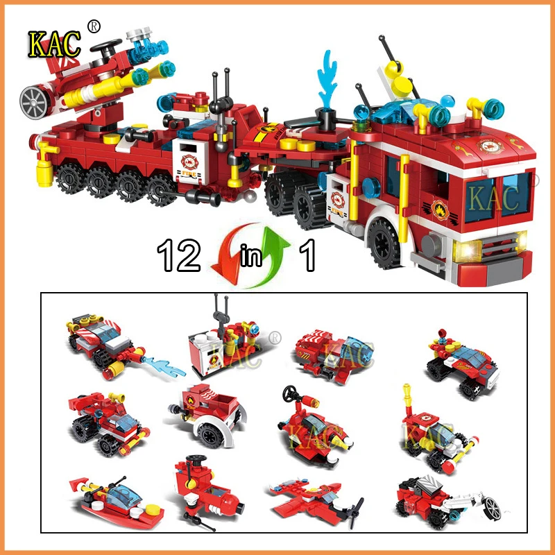 

Модель пожарных грузовиков, строительные блоки, 670 шт., городской самолет, вертолет, автомобиль, лодка, набор кирпичей, игрушки для детей