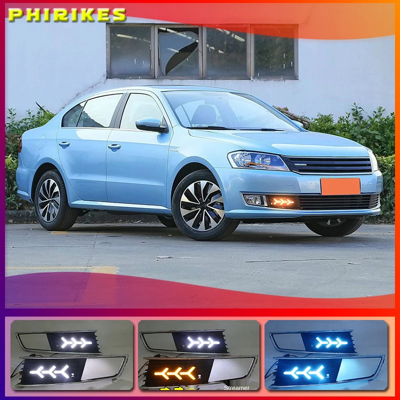 

1 Pair LED DRL Daytime Running Light For Volkswagen VW Lavida 2015-2017 with Yellow Trun Signal Light Blue Night Lamp