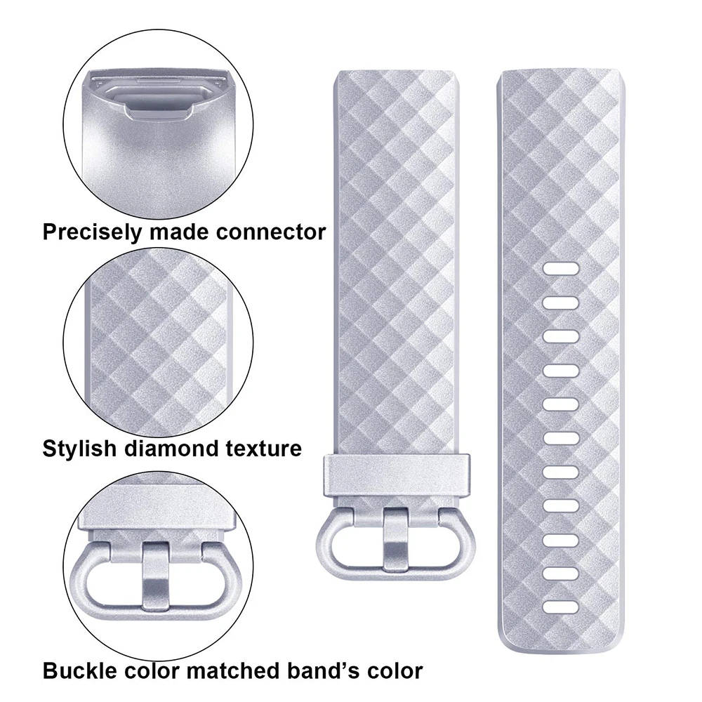 Мягкий силиконовый сменный ремешок для Fitbit Charge 3 розовый с металлической пряжкой