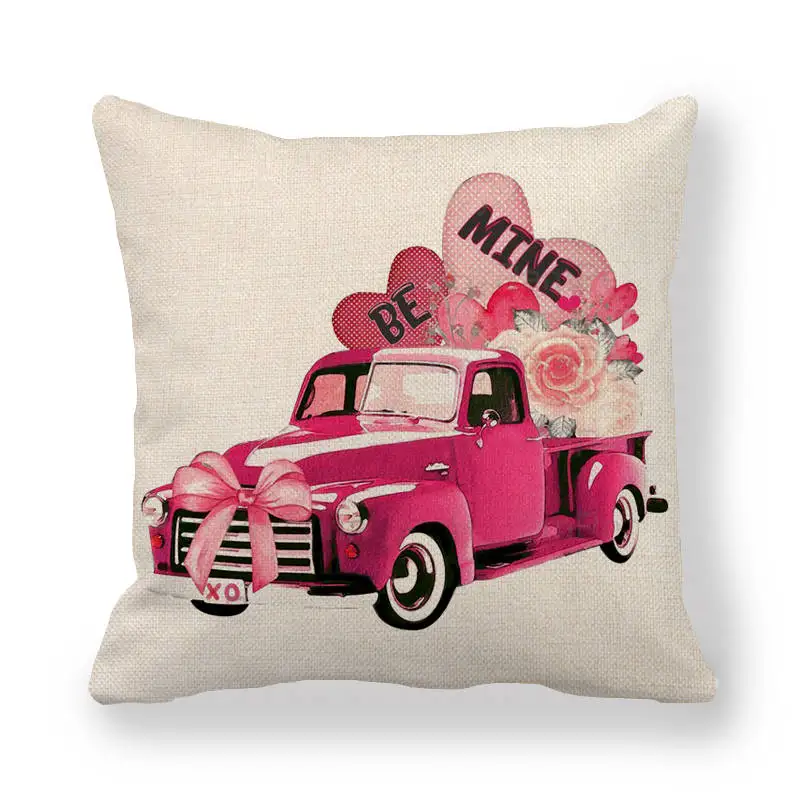 Наволочка для диванной подушки 45 см * в розовом стиле с днем Св. Валентина из льна