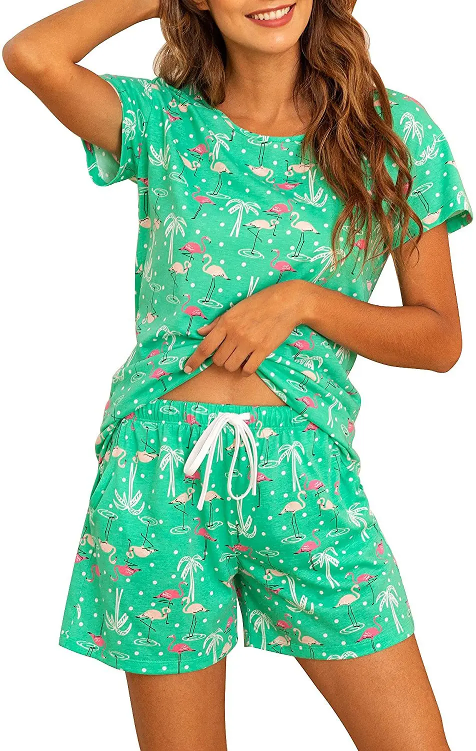 

Pajamas For Women Home Clothes Pyjamas Pijama Female Sleepwear Homewear PlusSize Cotton Flamingo Pajama Set Night Suit Nightwear