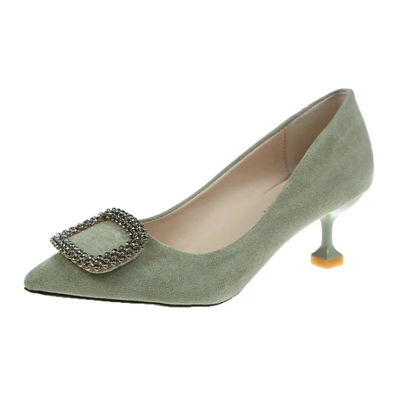 

Metal High Heels Woman Fashion Suede Pumps casual Pointed Toe Stilettos Sexy Elegant Party Shoes For Lady Y16-11