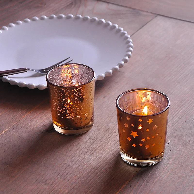

Gold Glass Candle Holder Cup Gift Small Centerpiece Candle Holders Vintage Living Room Bougeoir En Verre Home Decoration DL60ZT