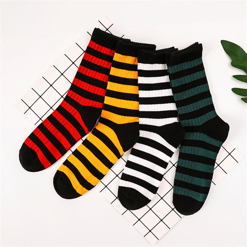 Модные японские корейские школьные хлопковые полосатые носки для девочек Sox Harajuku