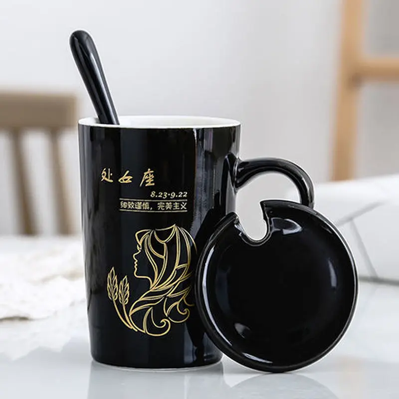 Креативная индивидуальная керамическая кружка с крышкой ложка трендовая парная