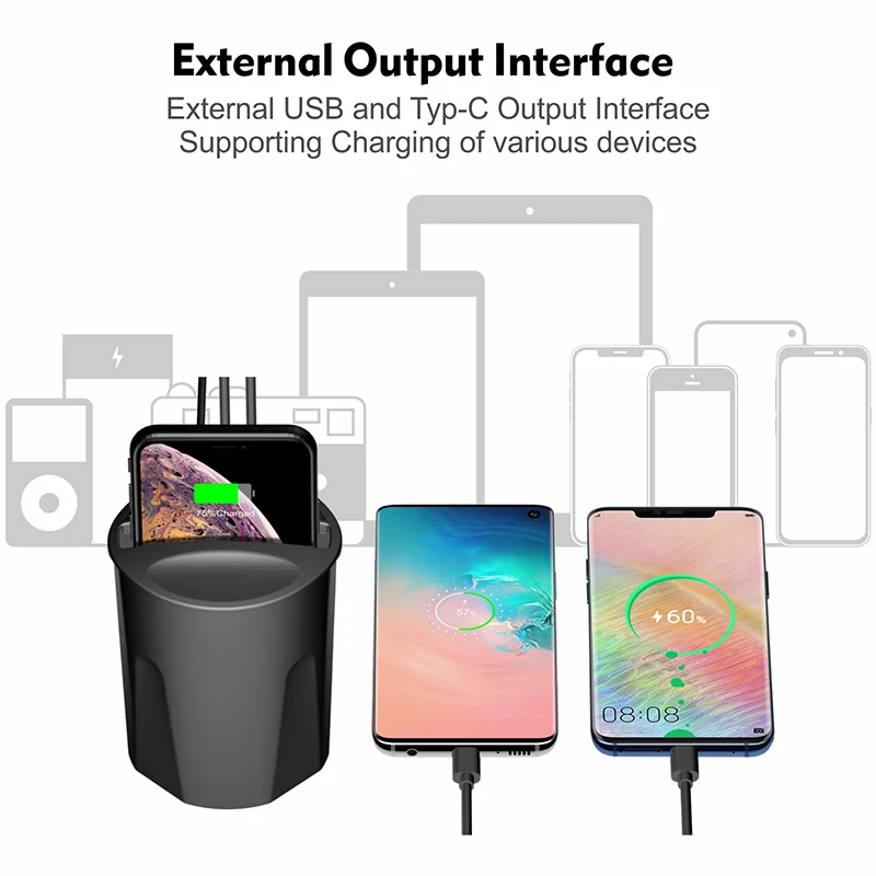

AOZBZ X9 Car Cup 3 In 1 Wireless Charger Compatible For Qi Phones Convenient Charging Long Lasting Cup Charger Car Accessories