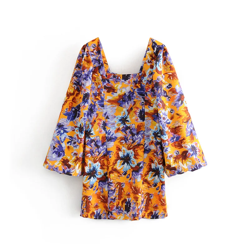 2019 модное шикарное женское платье свободного кроя с цветочным принтом Новая мода