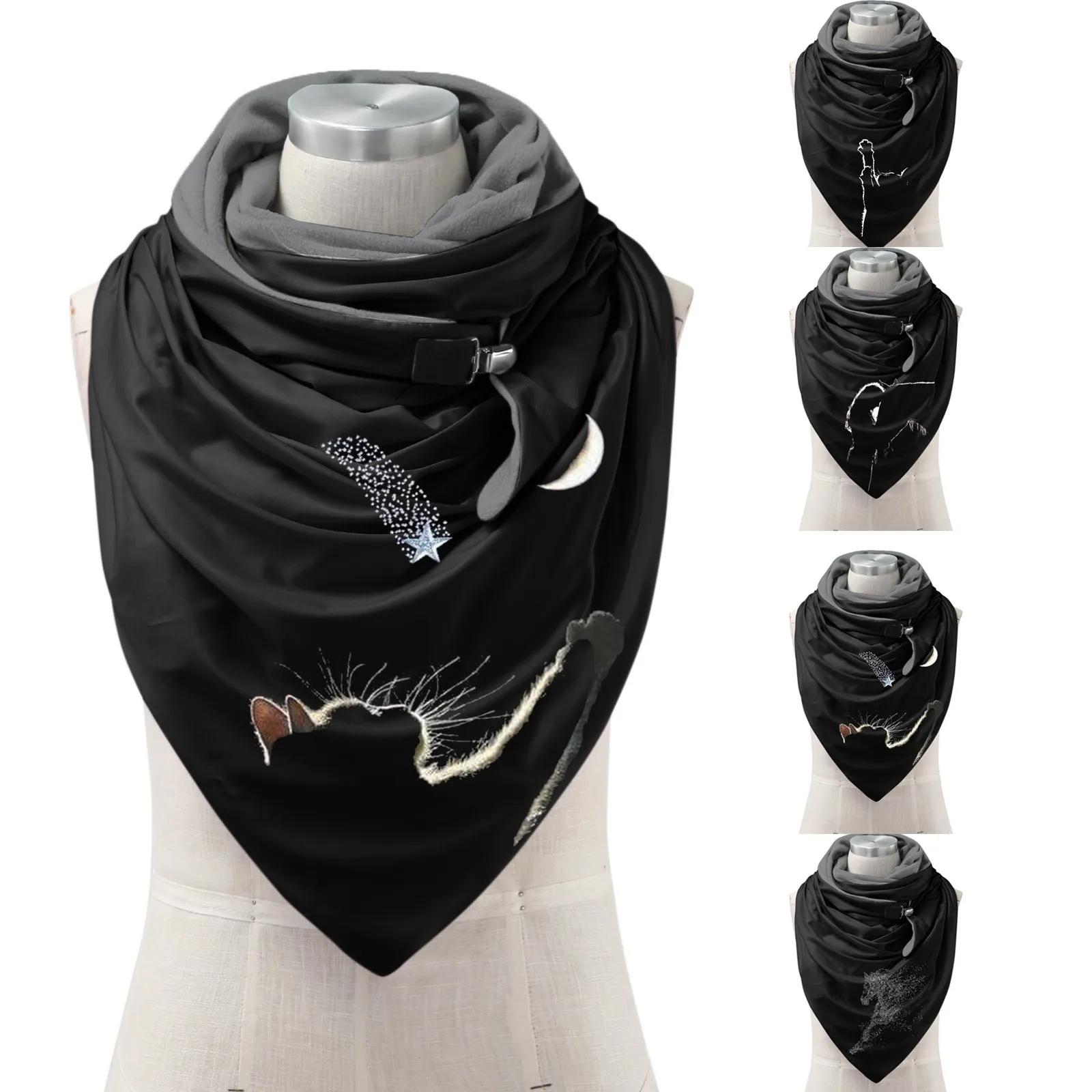 

Winter Women Scarf Fashion Printing View Art Print Button Functional Soft Wrap Casual Warm Scarves Shawls Женский шарф 2021 New