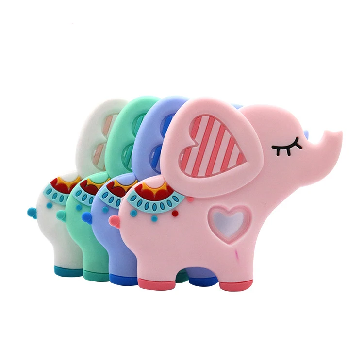 

New Baby Elephant Teether Bpa Free Teething Teether Toy Silicone Baby Wooden Diy Baby Teether Set for 3 Month Old