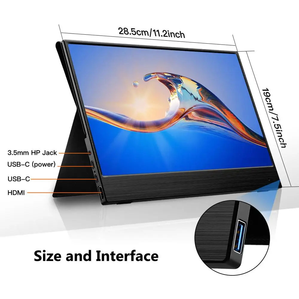 Тонкий портативный ЖК монитор Eyoyo EM12R QHD 1440P 12 5 &quotUSB Type C HDMI для ноутбука телефона xbox