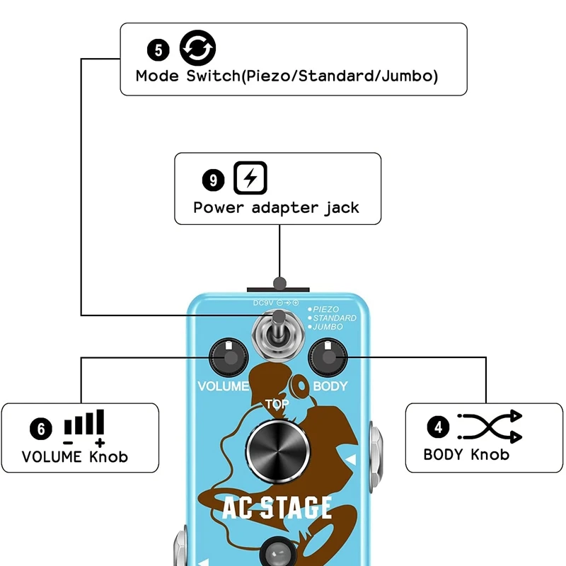 Акустическая педаль VSN с эффектами для гитары электрических аналоговых