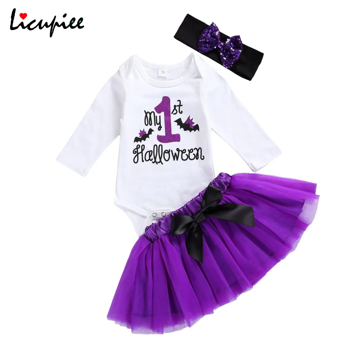 Комплект из 3 предметов для новорожденных на Хеллоуин Детский комбинезон с