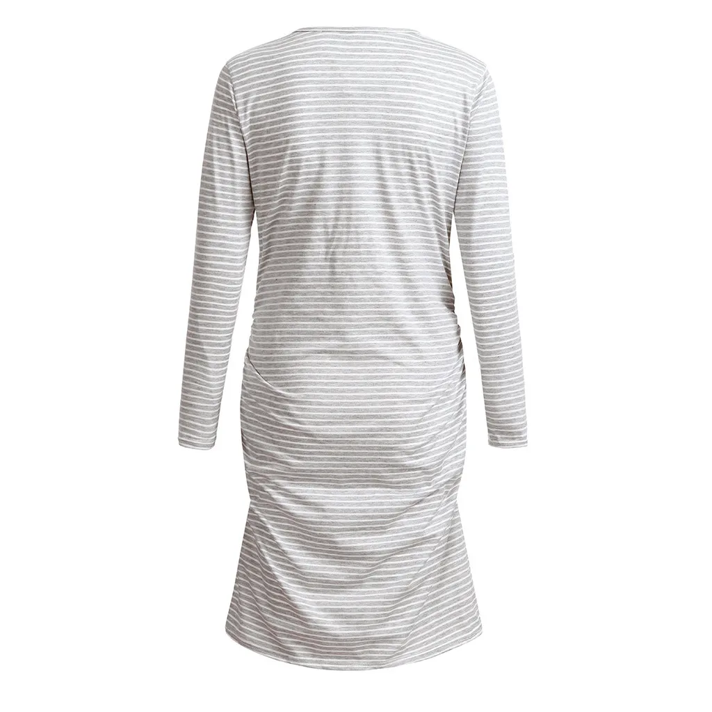 

Women Wraped Ruched Maternity Pregnant Striped 3/4 Sleeve Dress