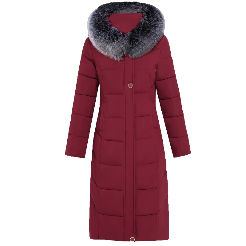 

Women Winter Down Jacket With Fur Collar Hooded Plus Size 5XL High Quality Warm Thicken Slim Women Coat X-long Ladies Parkas