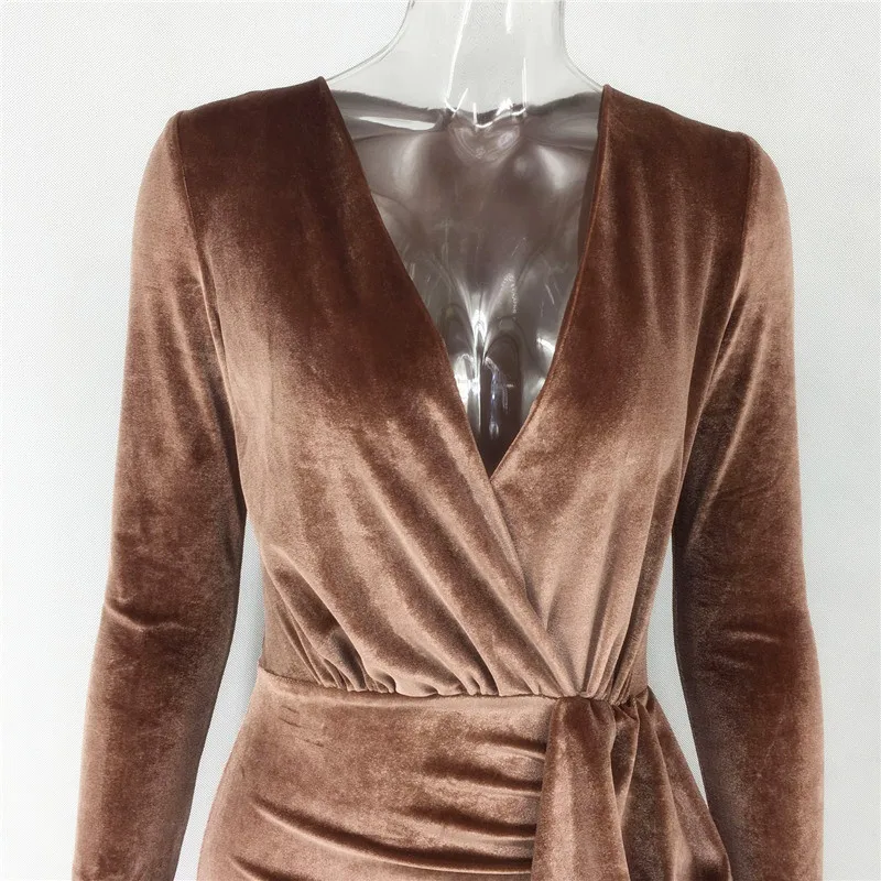 Бархатное сексуальное платье с глубоким v-образным вырезом женское облегающее
