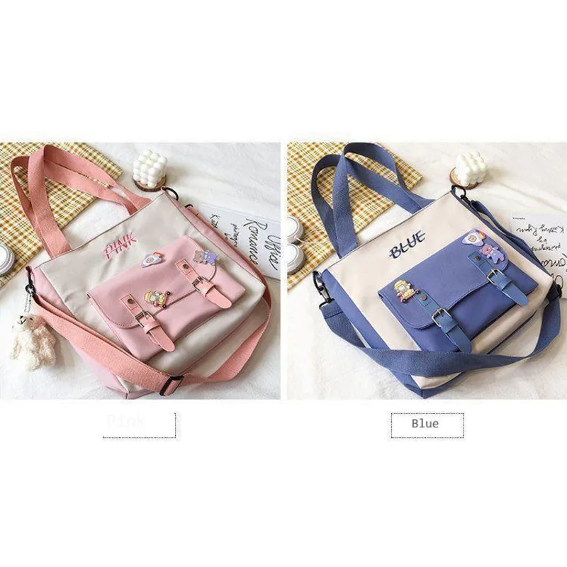 

2021new Japanese Canvas Bag Women Canvas Shoulder Bag Reusable Shopping Bags