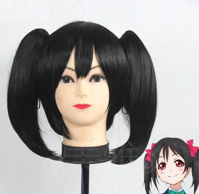 

Anime LoveLive! Love Live Cos Wig Nico Yazawa Niko Short Black Ponytail Heat Resistant Hair Cosplay Costume Wigs