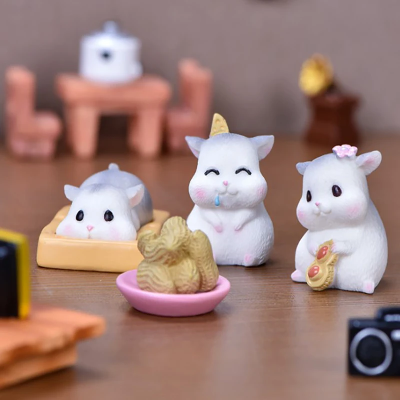 

DIY Chic Miniature Fairy Garden Ornament Decor Pot Craft Cute Peeling Peanut Cheese Rat Greedy Hamsters Dollhouse Accessories