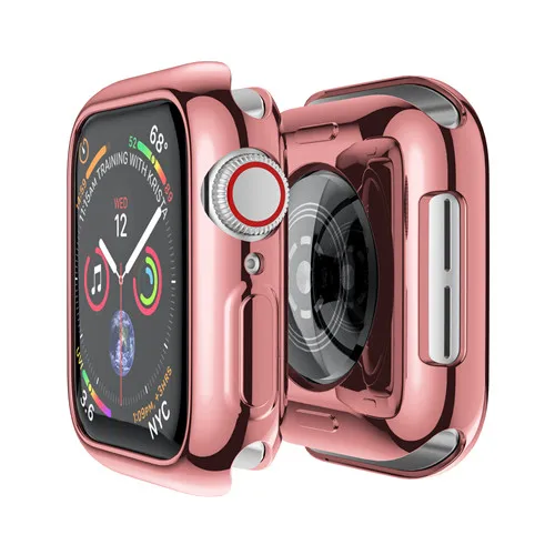 rose pink Чехол для apple watch band 44 мм/40 мм apple watch 5 4 3 band 42 мм/38 мм iwatch защита экрана силиконовый защитный бампер - Цвет ремешка: rose pink