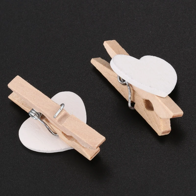 Вечерние фотобумага в форме сердца ремесла мини деревянный зажим Peg 100 шт