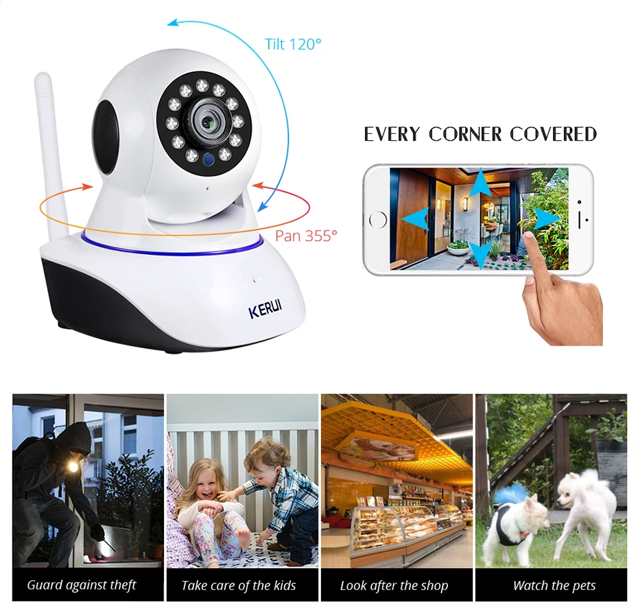 KERUI 1080P 720P Wifi IP ISO Android APP дистанционное управление HD IP камера WiFi Антивандальная ночное видение детский монитор