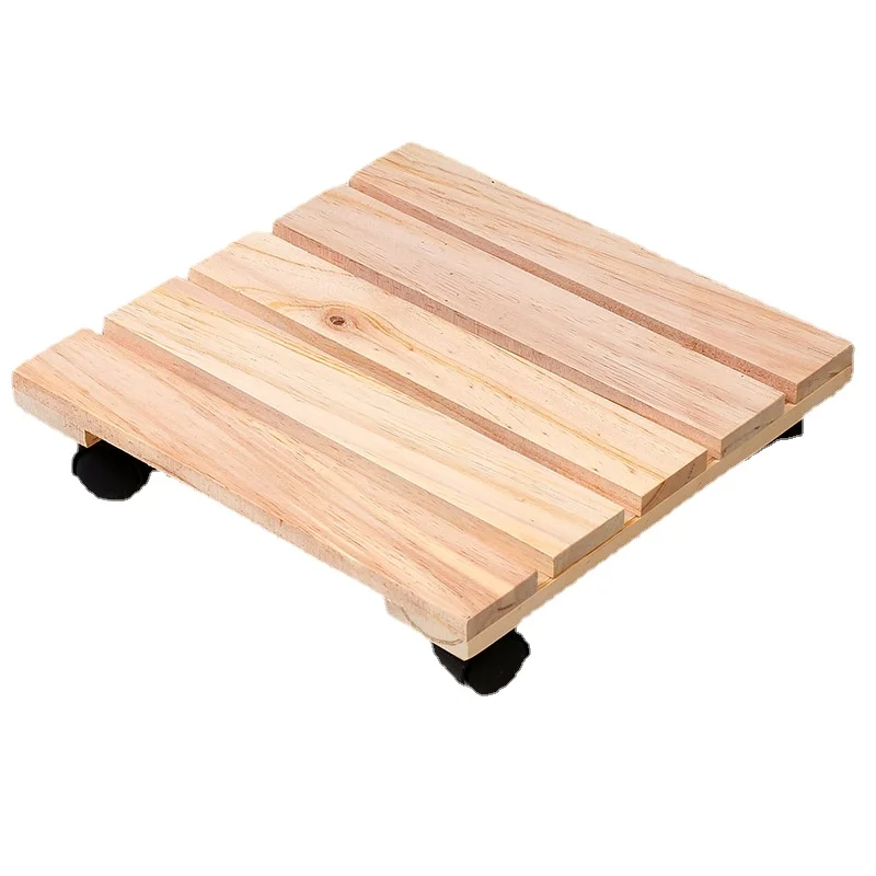 

Square Mobile Torus Wooden Flower Pot Holder Solid Wood Flower Pot Tray with Universal Wheel Furniture Electrical Moving Tray