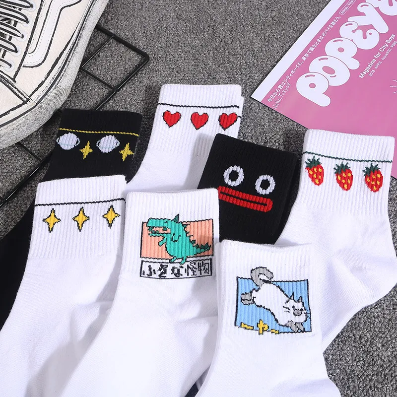 Хлопковые короткие носки для женщин с мультяшными животными милые трендовые