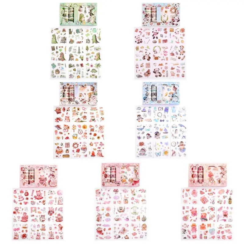 

Cute Cartoon Animal Washi Tape Japanese Paper Stickers Set Adhesive Scrapbooking