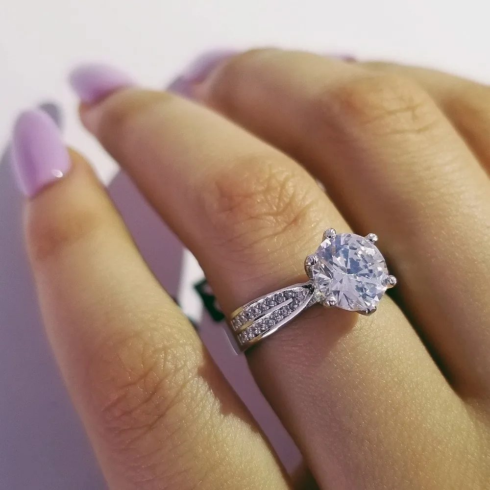 Подлинный оригинальный 925 стерлингового серебра кольца круглой огранки