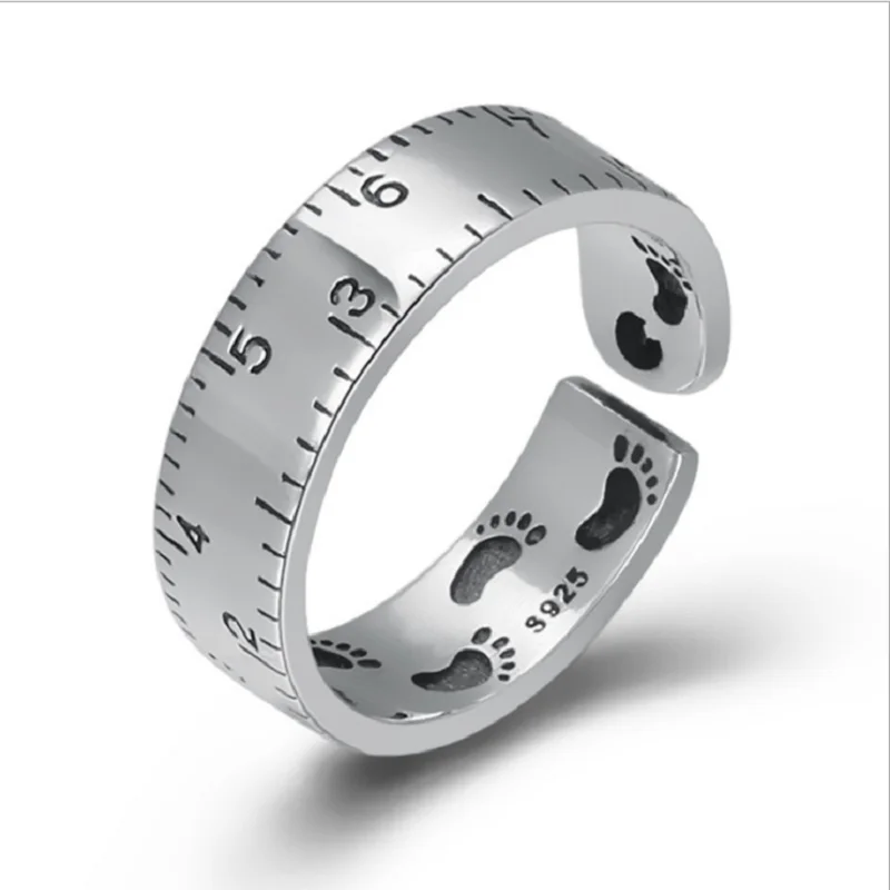 

MEYRROYU 925 Sterling Silver Men and Women Fashion Ring Simple Creative Design Foot Geometric Opening Ring Jewelry Wholesale