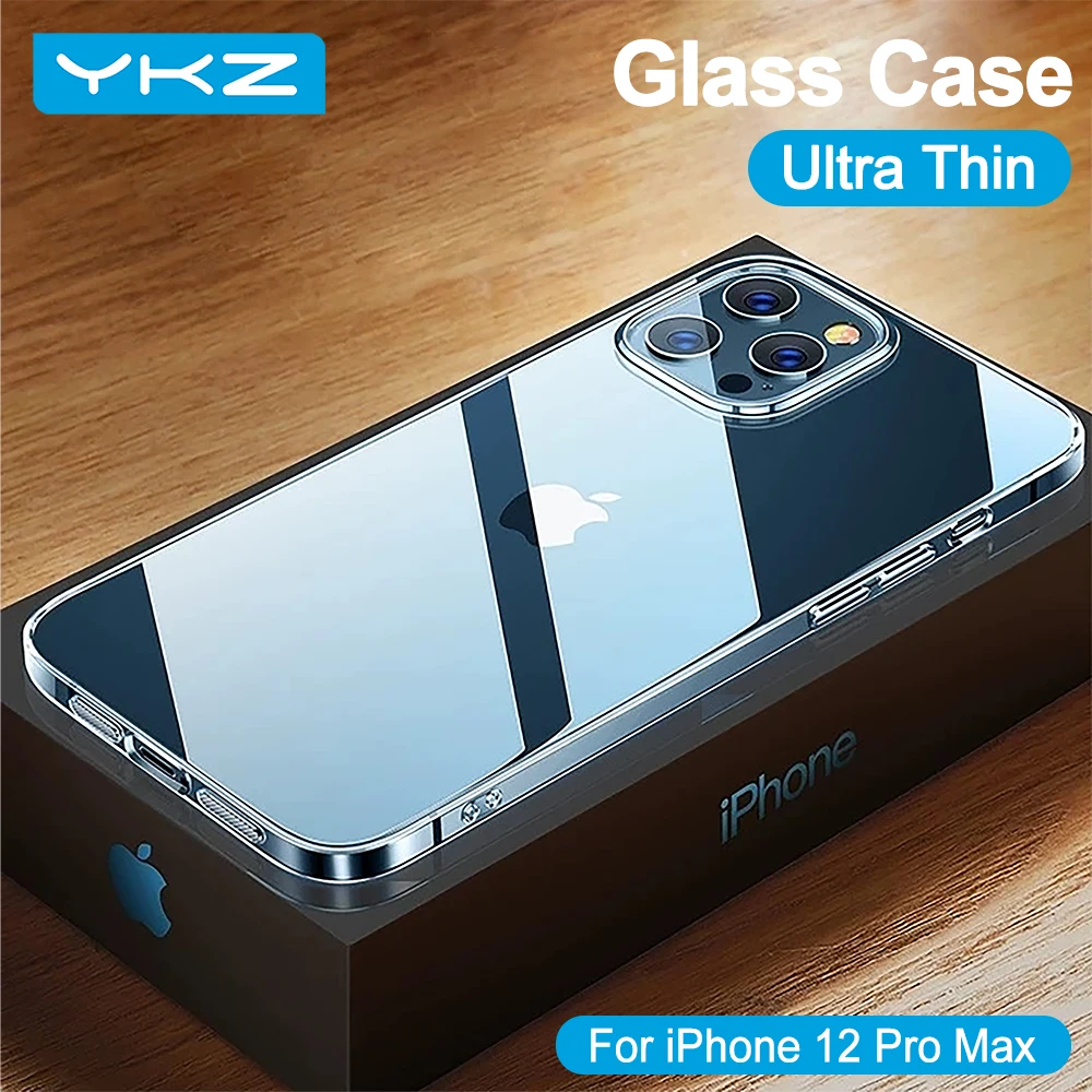 Роскошный стеклянный чехол YKZ для iPhone 12 Pro Max ультратонкие прозрачные чехлы с
