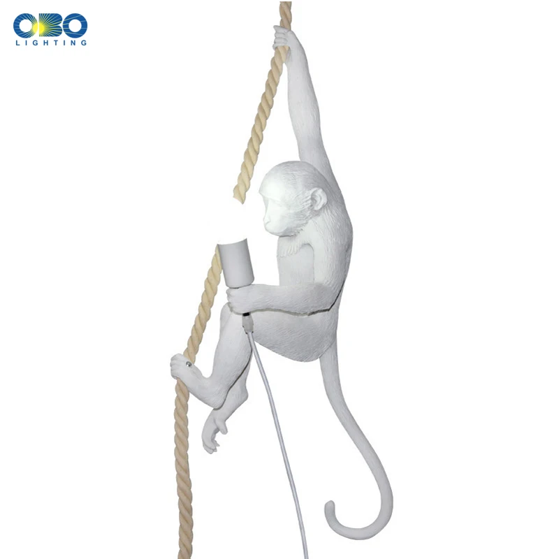 Полимерная Подвесная лампа в виде обезьяны черная/белая Современная